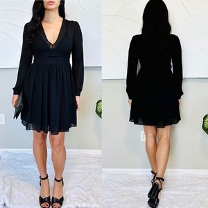 Michael Kors Black Long Sleeve Chiffon Dress